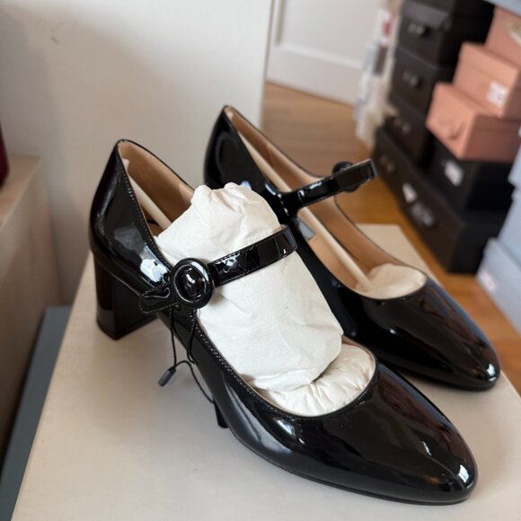 NWT Prada Mary Jane Pumps Black Patent Leather Block Heels Sz 34 - Picture 5 of 9